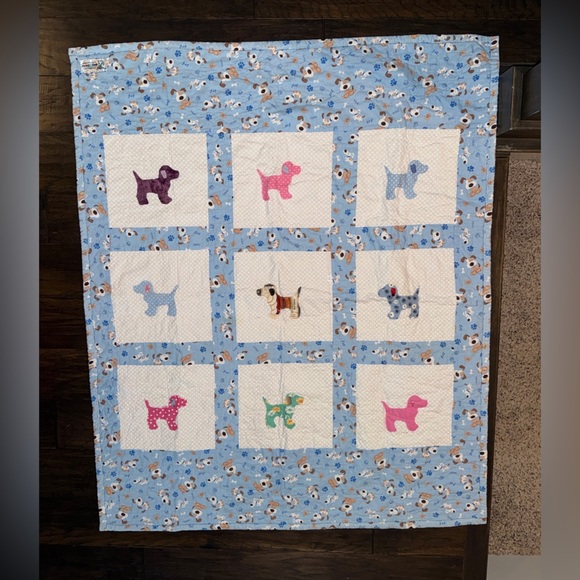 Blue Patchwork Quilt with Dog Patterns- Project Linus - Picture 1 of 3